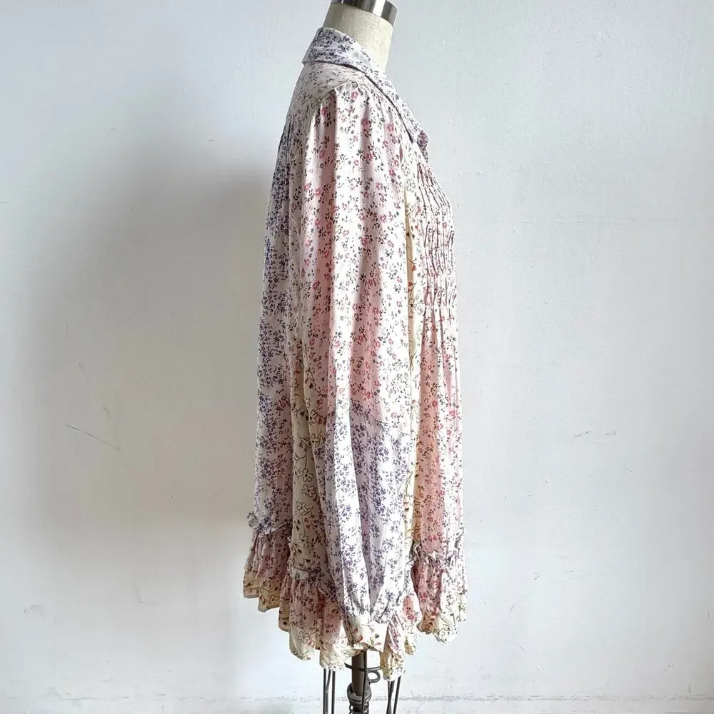 NWT FREE PEOPLE Lost In You Floral Print Ruffled Tunic